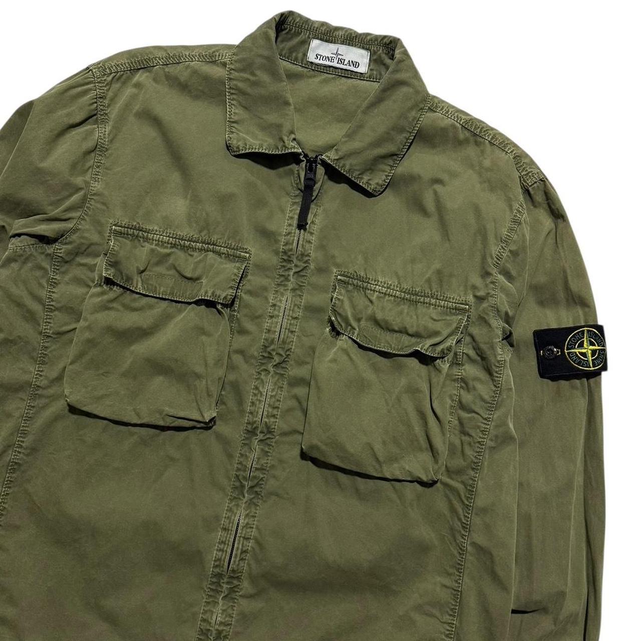 Stone Island Canvas Overshirt | Large, Olive Green