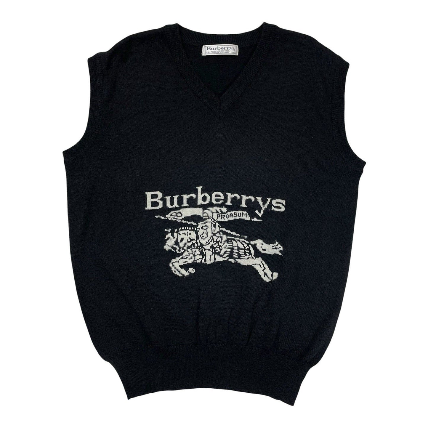 Vintage Burberry Knit Vest, Size Small | O/S, Grey