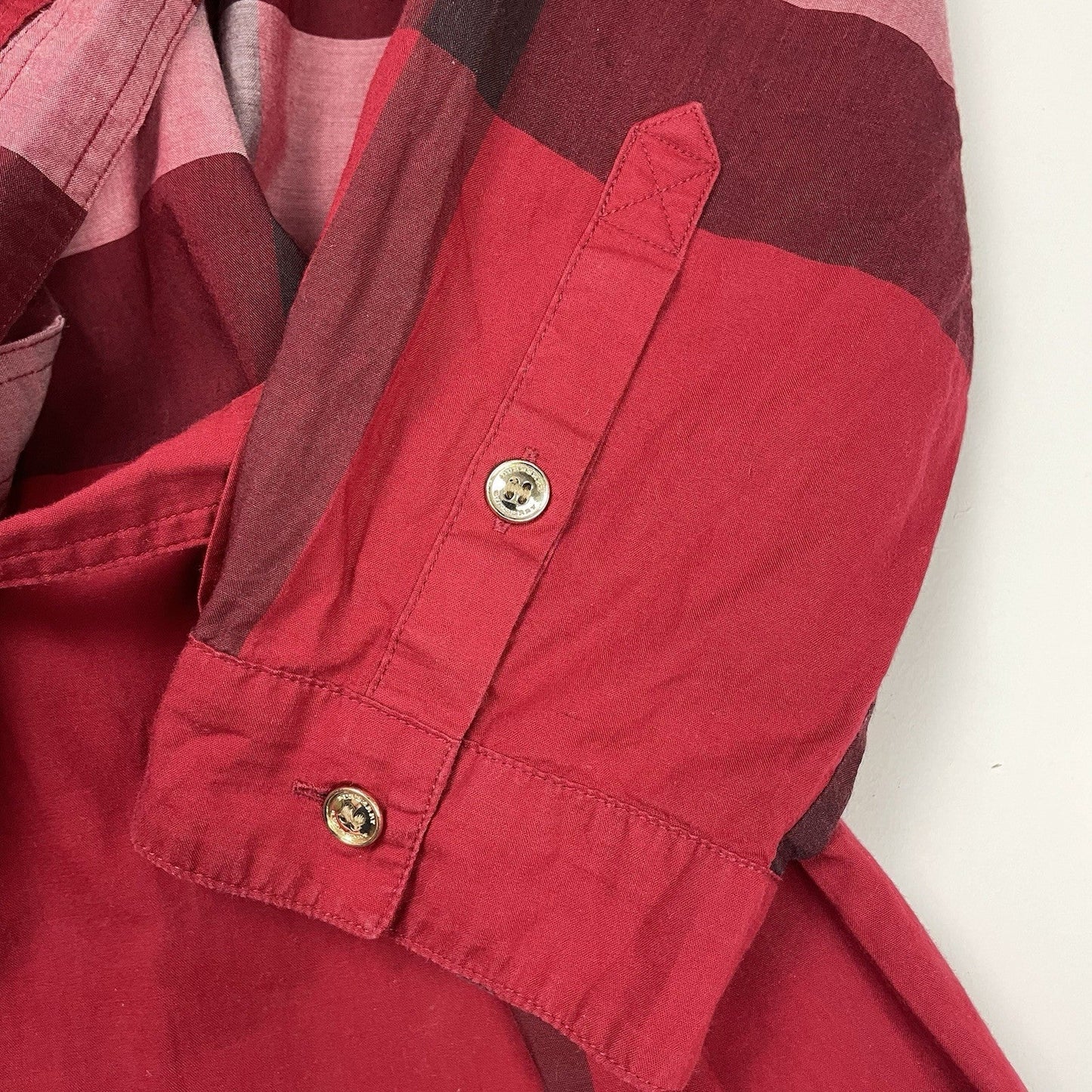 Burberry Nova Check Plaid Popover Shirt, Size UK 8 | O/S, Red