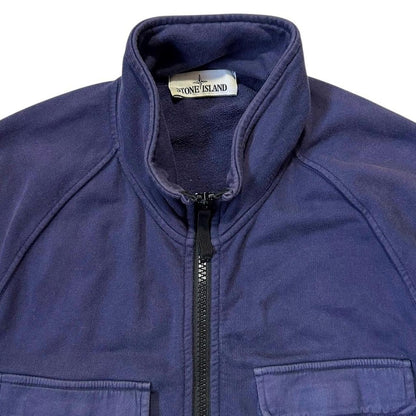 Stone Island Blue Cotton Zip Jacket