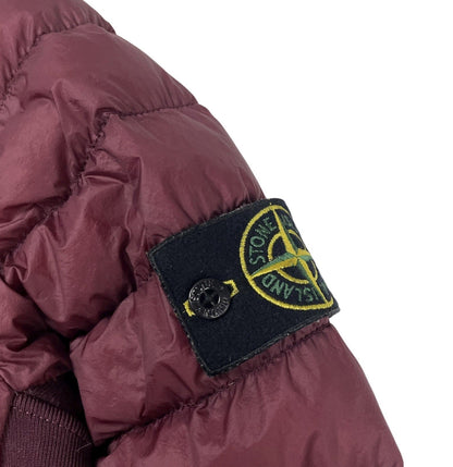 Stone Island Down Overshirt Garment Dyed Micro Yarn Jacket Shacket, Size Medium | O/S, Burgundy