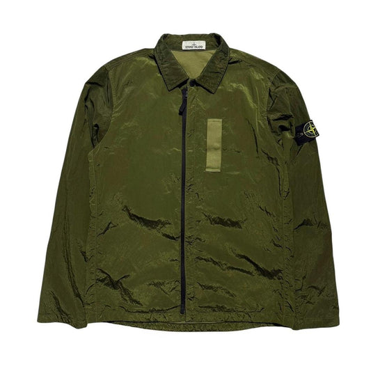 Stone Island Nylon Metal Overshirt | Large, Metallic Grey