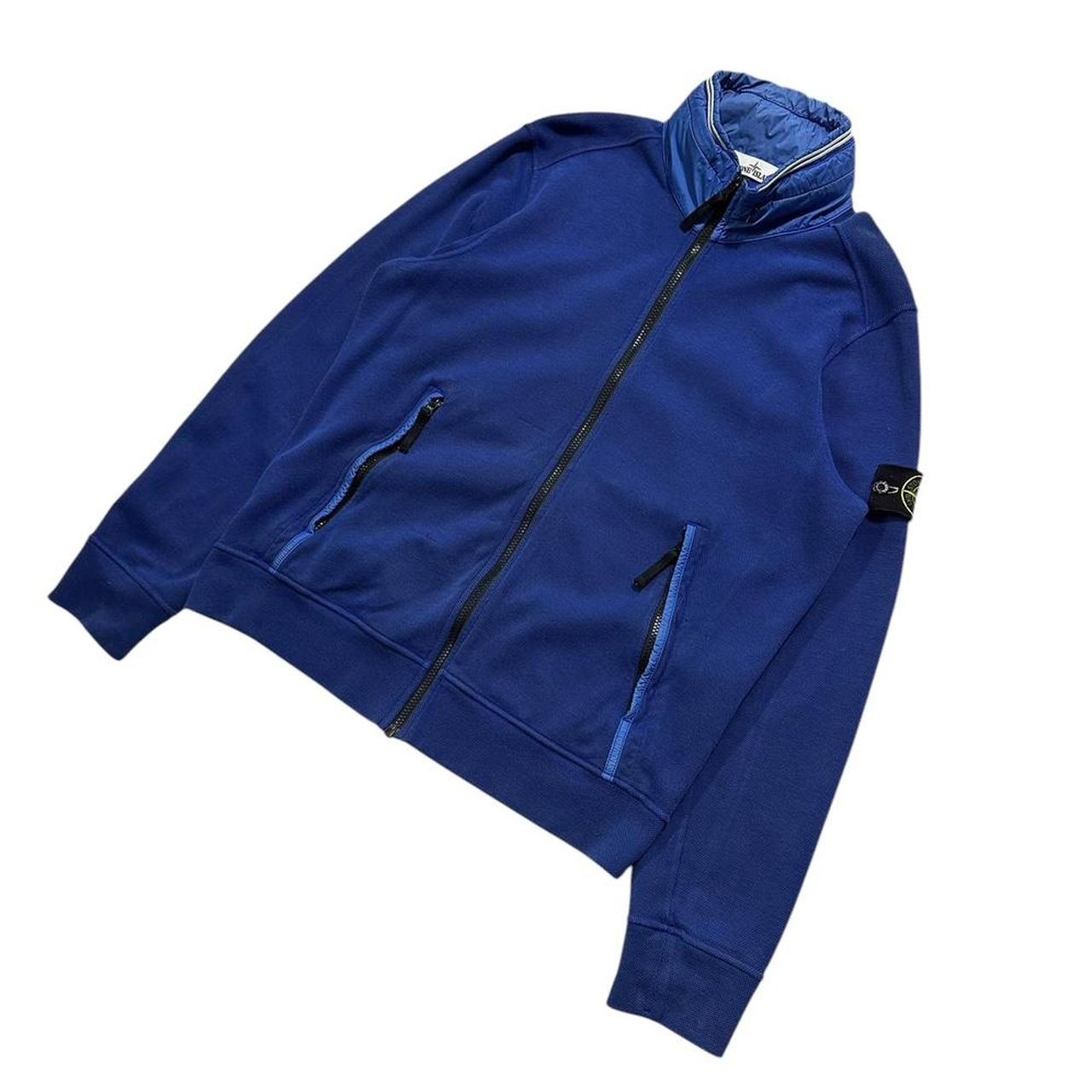 Stone Island Blue Zip Up Hoodie