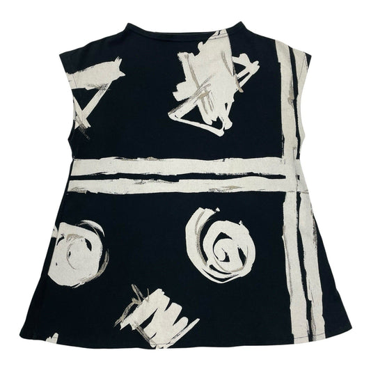 Vintage Hai Sporting Gear Sleeveless Top, Size Medium | O/S, Black with white abstract print
