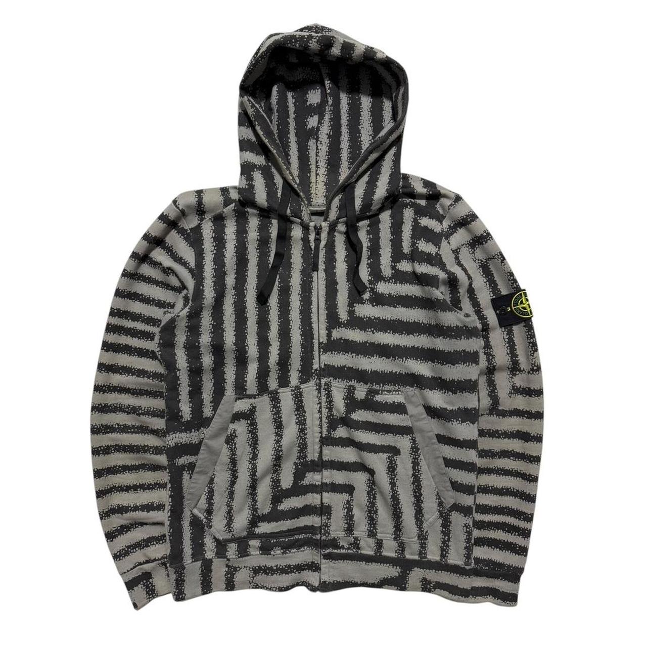 Stone Island Maze Print Zip Up Hoodie