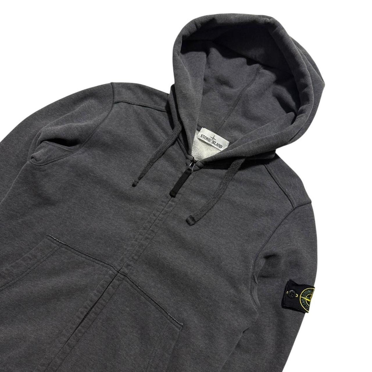 Stone Island Grey Zip Up Hoodie