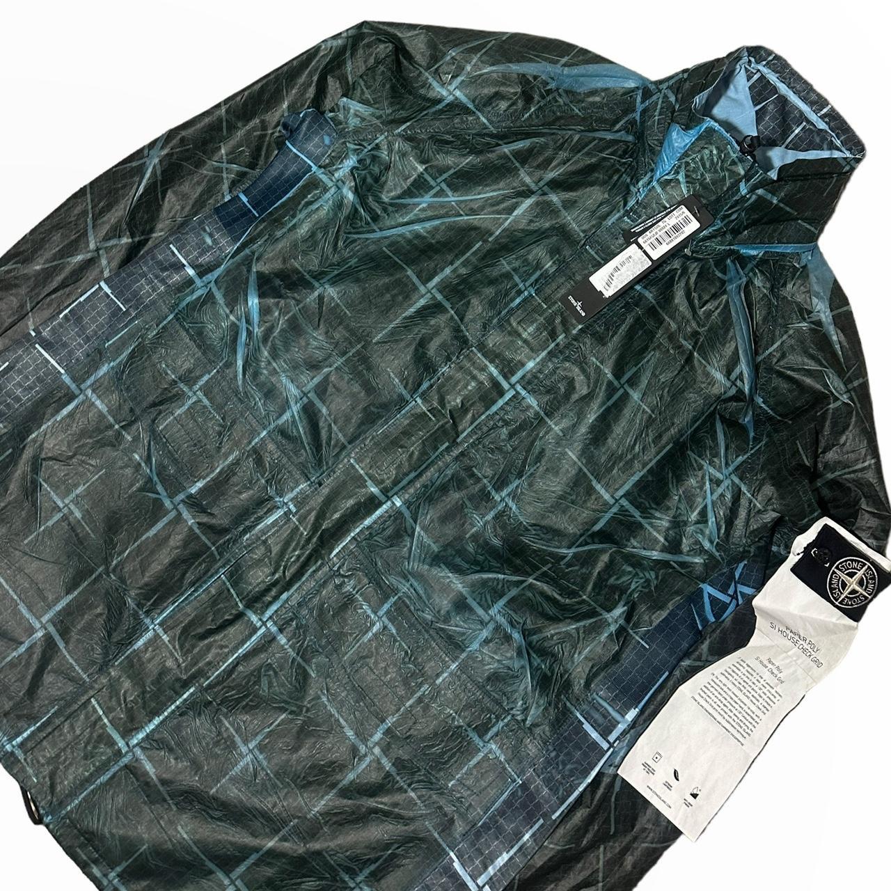 Stone Island Paper Poly House Check Grid Zip Up Jacket