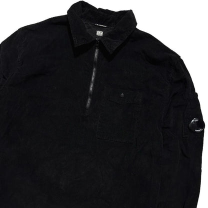 CP Company Thin Corduroy Black Quarter Zip