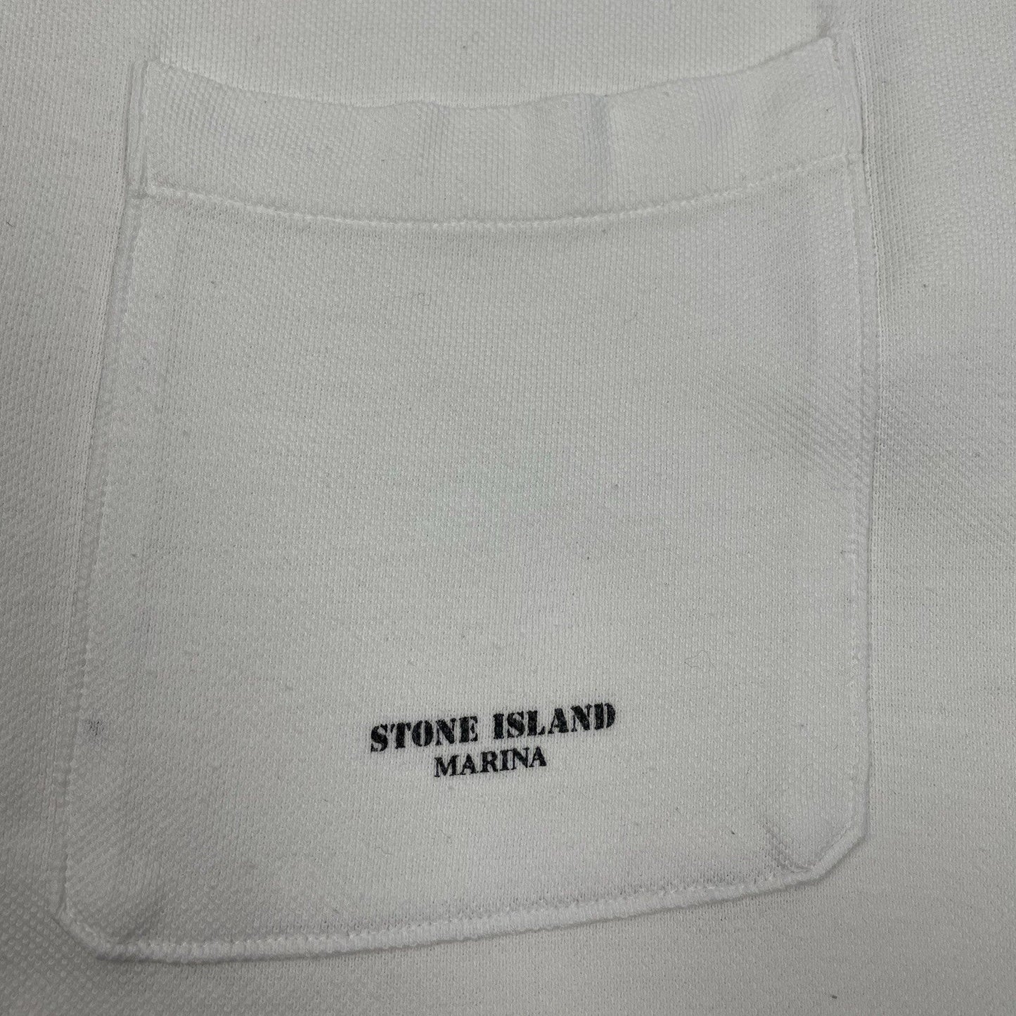 Vintage Stone Island Marina Polo Shirt, Size XL | O/S, White