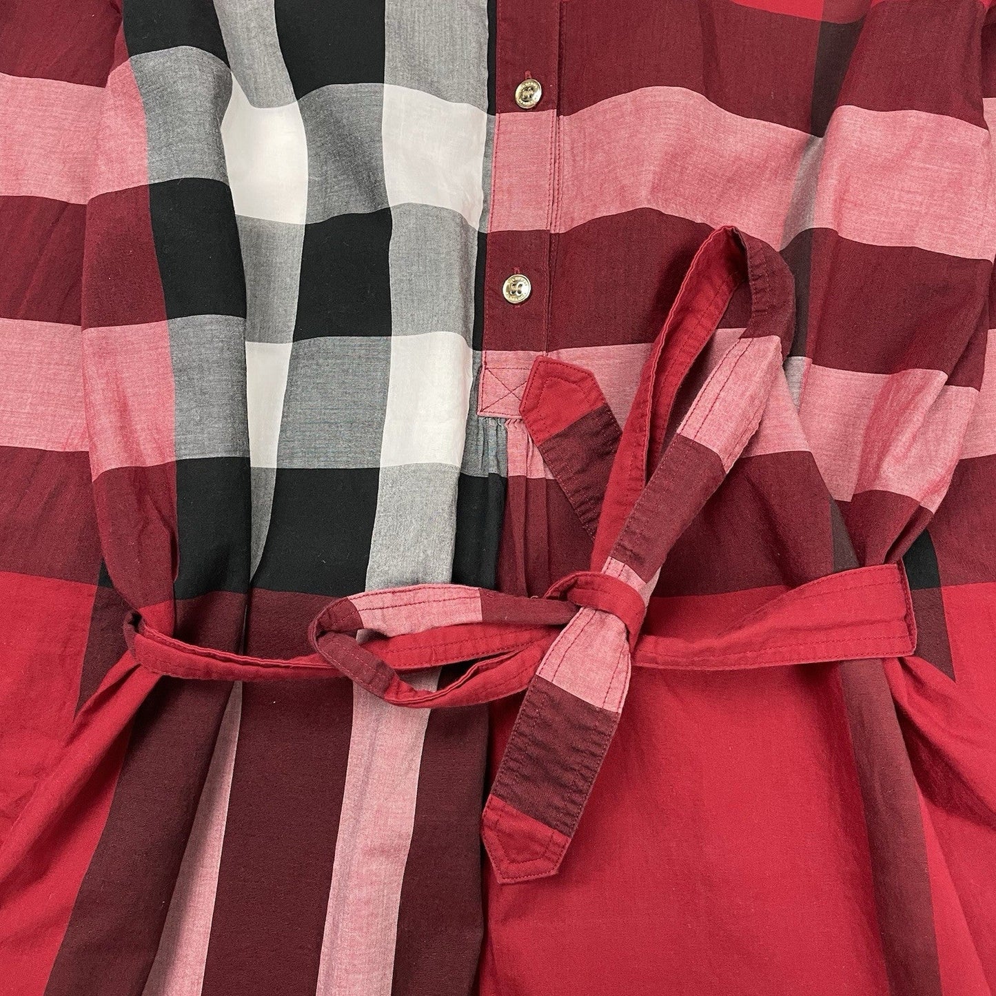 Burberry Nova Check Plaid Popover Shirt, Size UK 8 | O/S, Red