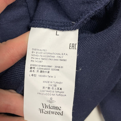 Vivienne Westwood Navy Full Zip Hoodie, Size Large | O/S, Navy