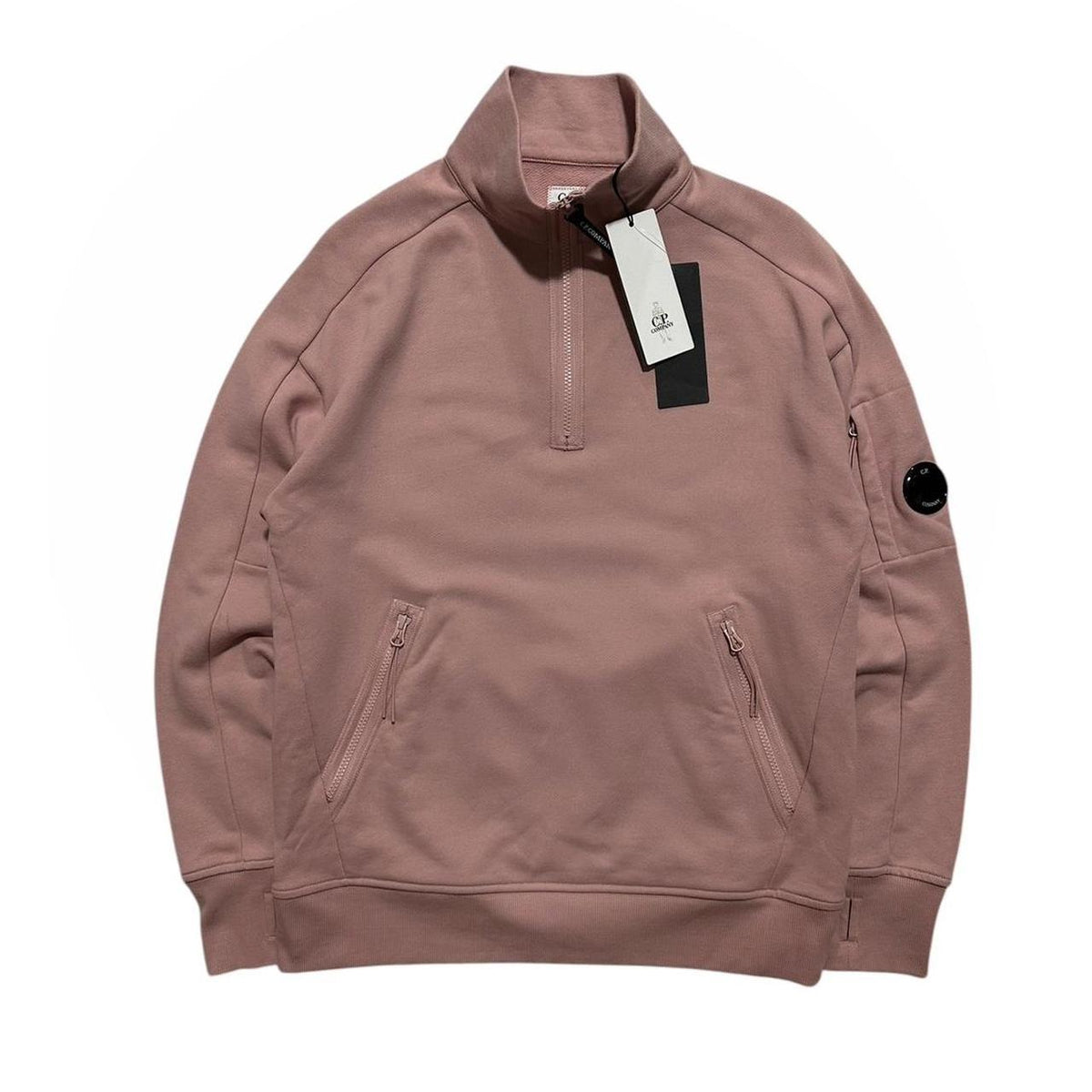 CP Company Quarter Zip Pullover | Medium, Dusty Pink