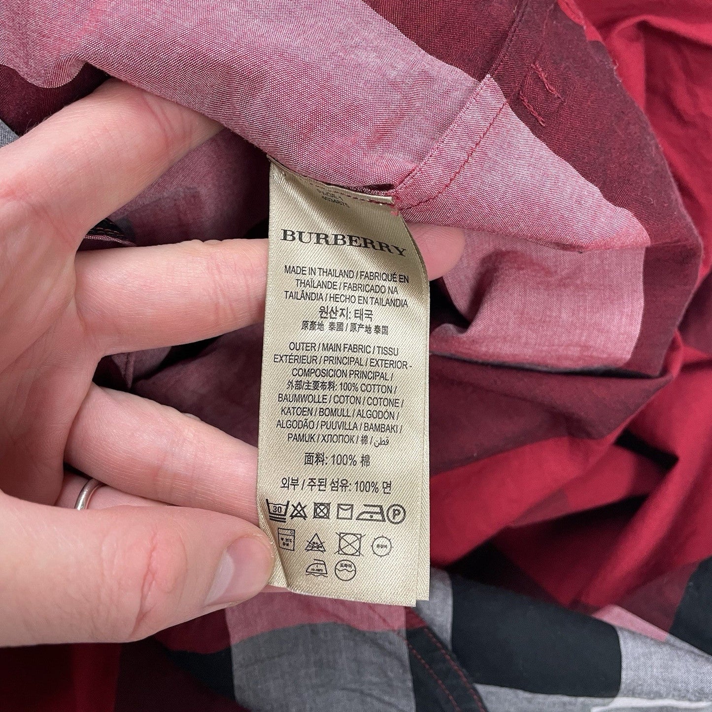 Burberry Nova Check Plaid Popover Shirt, Size UK 8 | O/S, Red