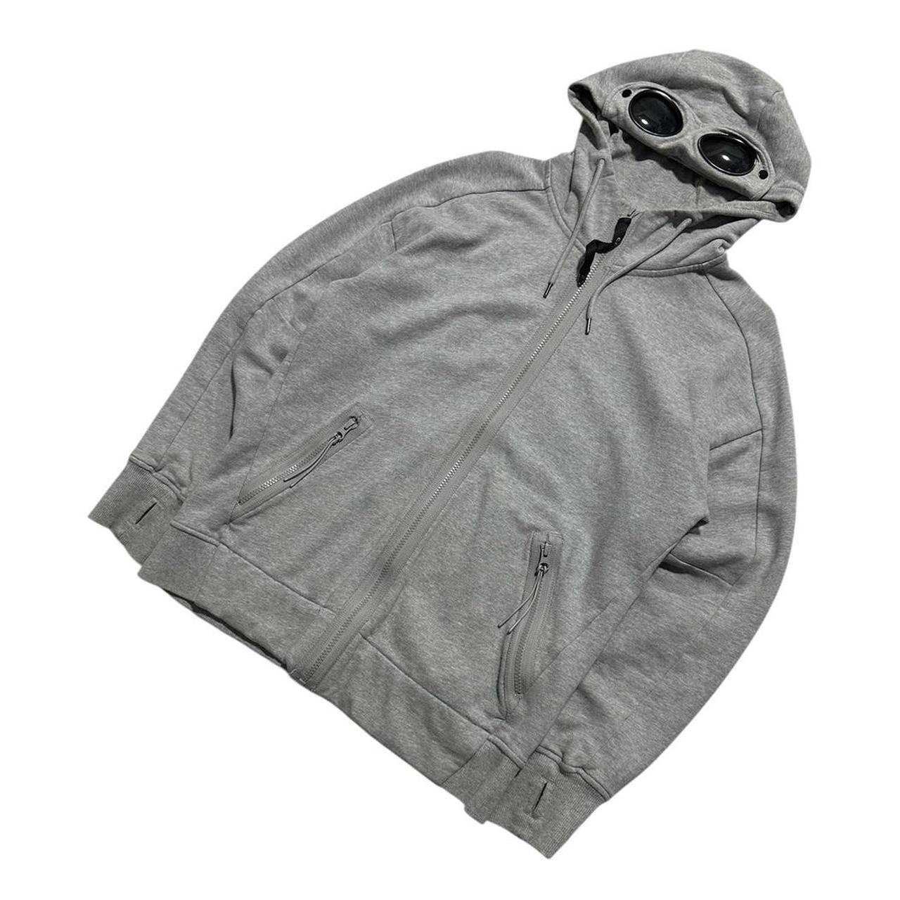 CP Company Grey Full Zip Goggle Hoodie | Small, Grey