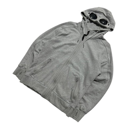 CP Company Grey Full Zip Goggle Hoodie | Small, Grey