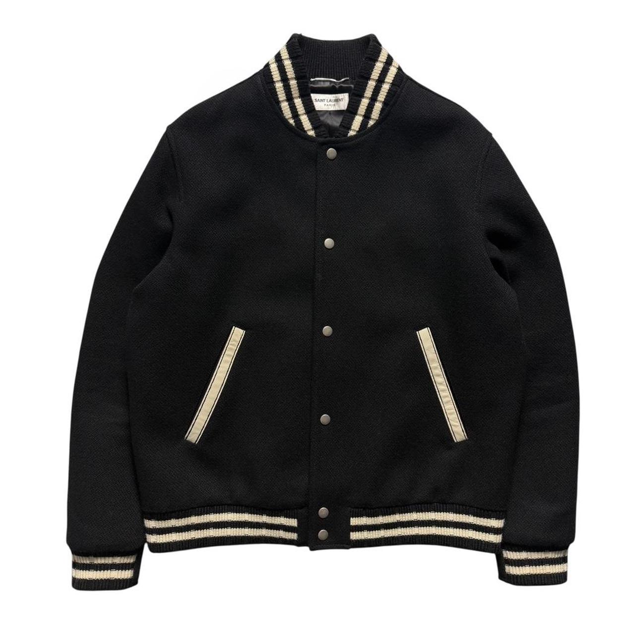 Saint Laurent Paris Teddy Backprint Varsity Jacket