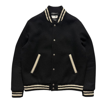 Saint Laurent Paris Teddy Backprint Varsity Jacket