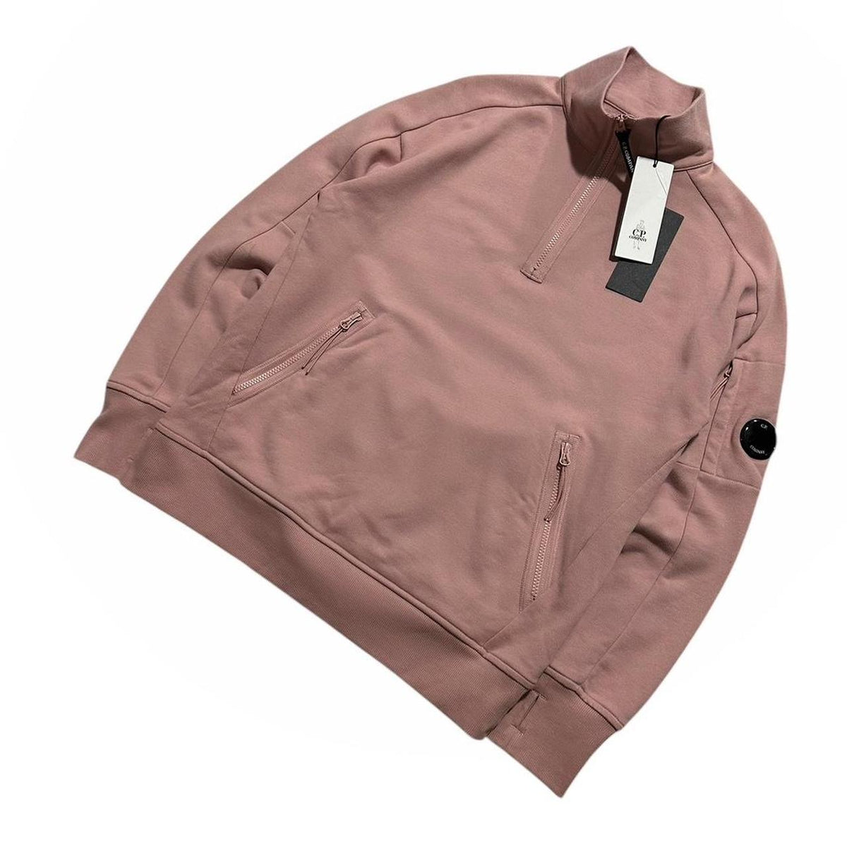 CP Company Quarter Zip Pullover | Medium, Dusty Pink