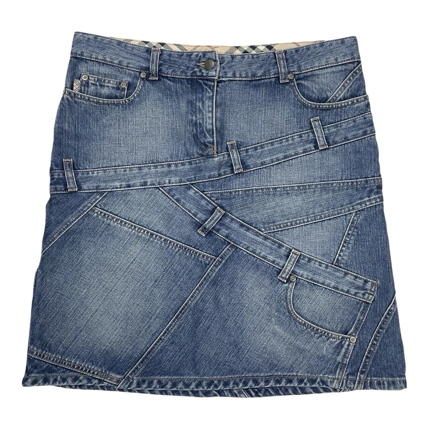 Burberry Belt Skirt, Size UK12 | O/S, Blue