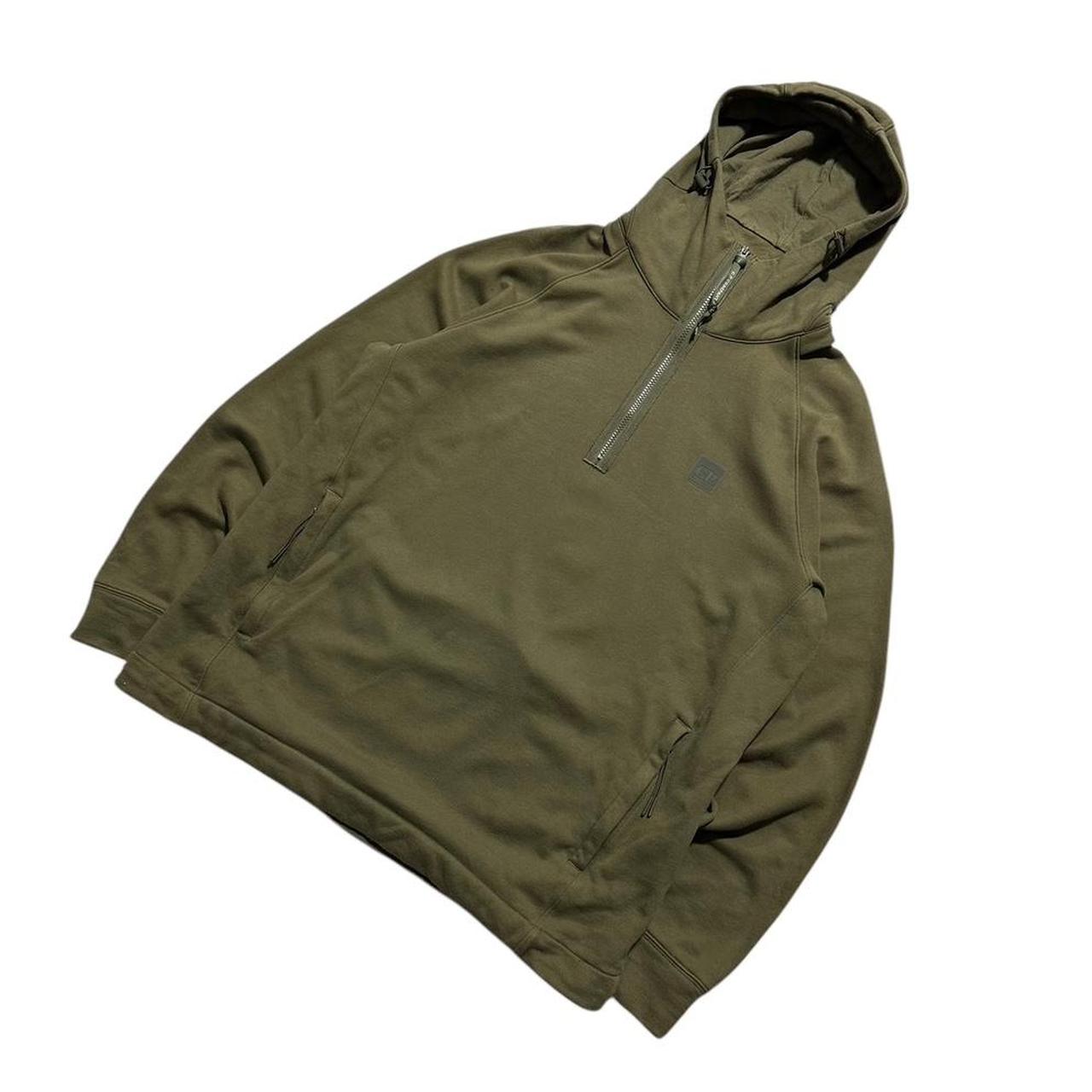 CP Company Zip Down Khaki Hoodie