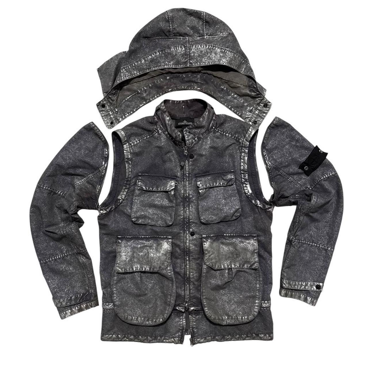 Stone Island David-C Multipocket Jacket | Large, Metallic Silver
