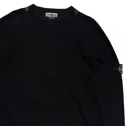 Stone Island Black Ribbed Pullover Crewneck