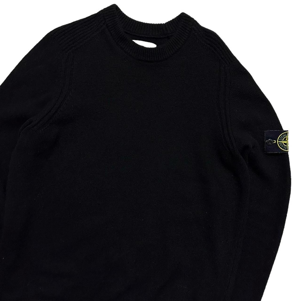 Stone Island Black Wool Pullover Crewneck