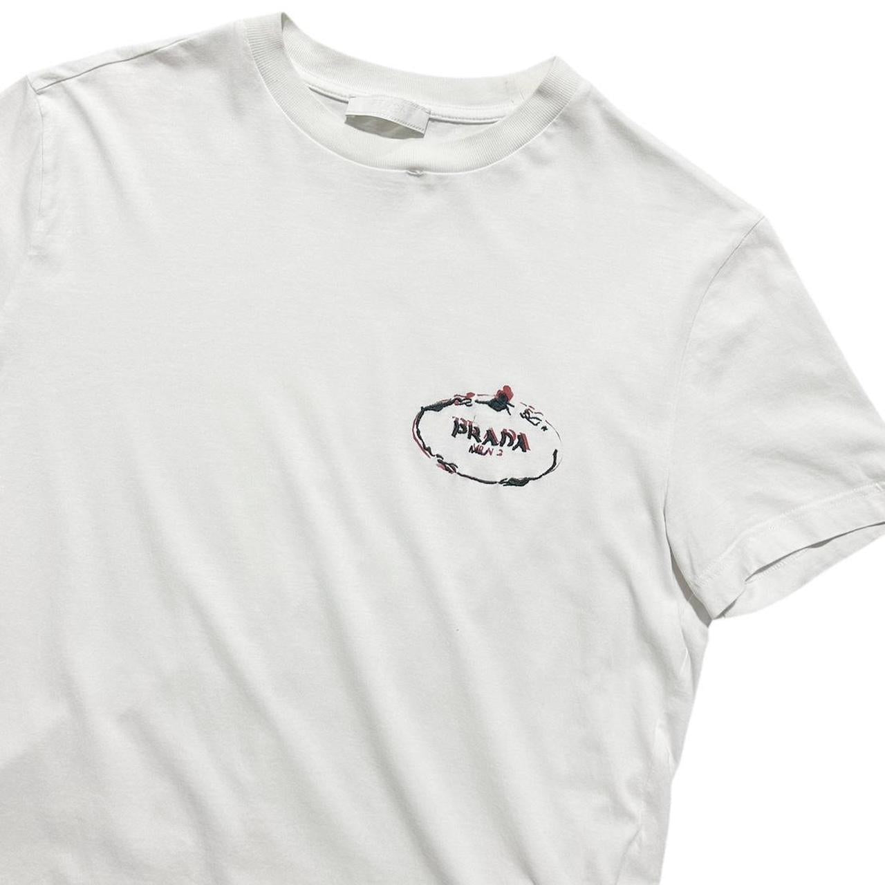 Prada White Print T-Shirt | XL, White