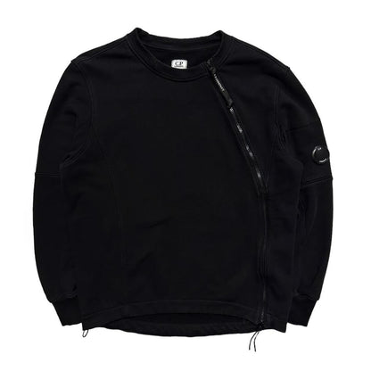 CP Company Diagonal Zip Black Pullover Crewneck