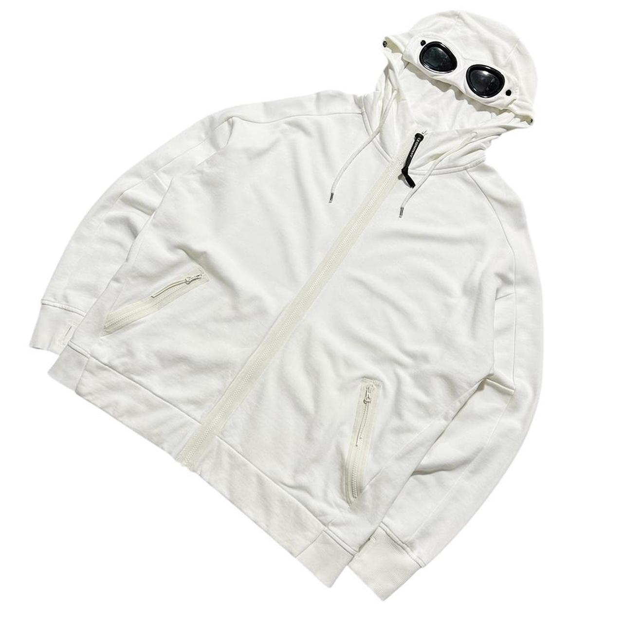 CP Company White Full Zip Goggle Hoodie | XXL, White
