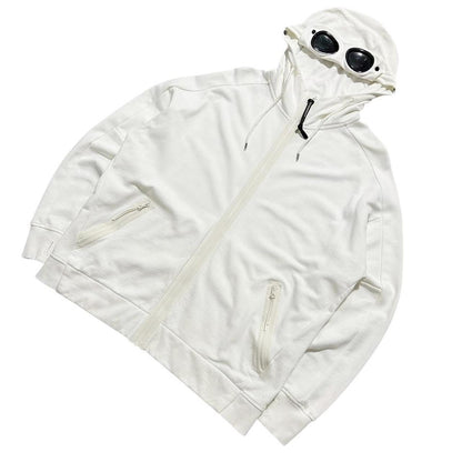 CP Company White Full Zip Goggle Hoodie | XXL, White