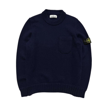 Stone Island Wool Pullover Crewneck | Medium, Navy