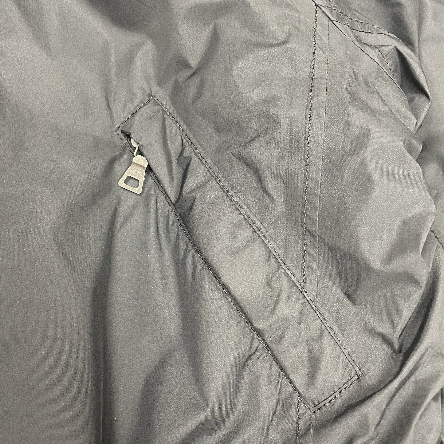 Prada Goretex Jacket Fur Trim, Size Large | O/S, Black