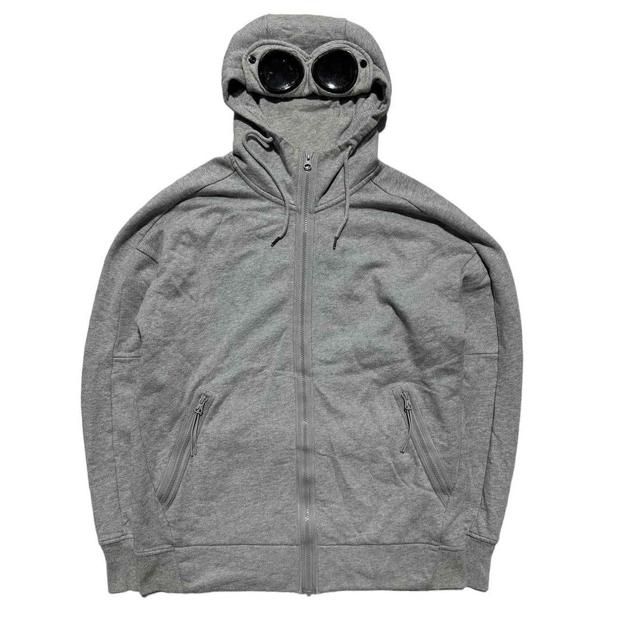 CP Company Grey Full Zip Goggle Hoodie | Large, Grey
