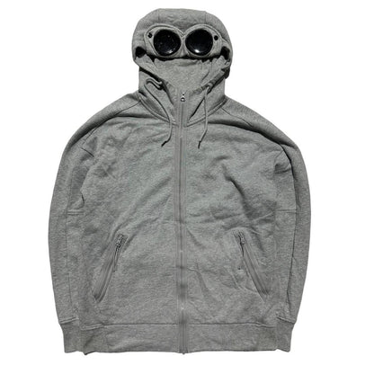 CP Company Grey Full Zip Goggle Hoodie | Large, Grey