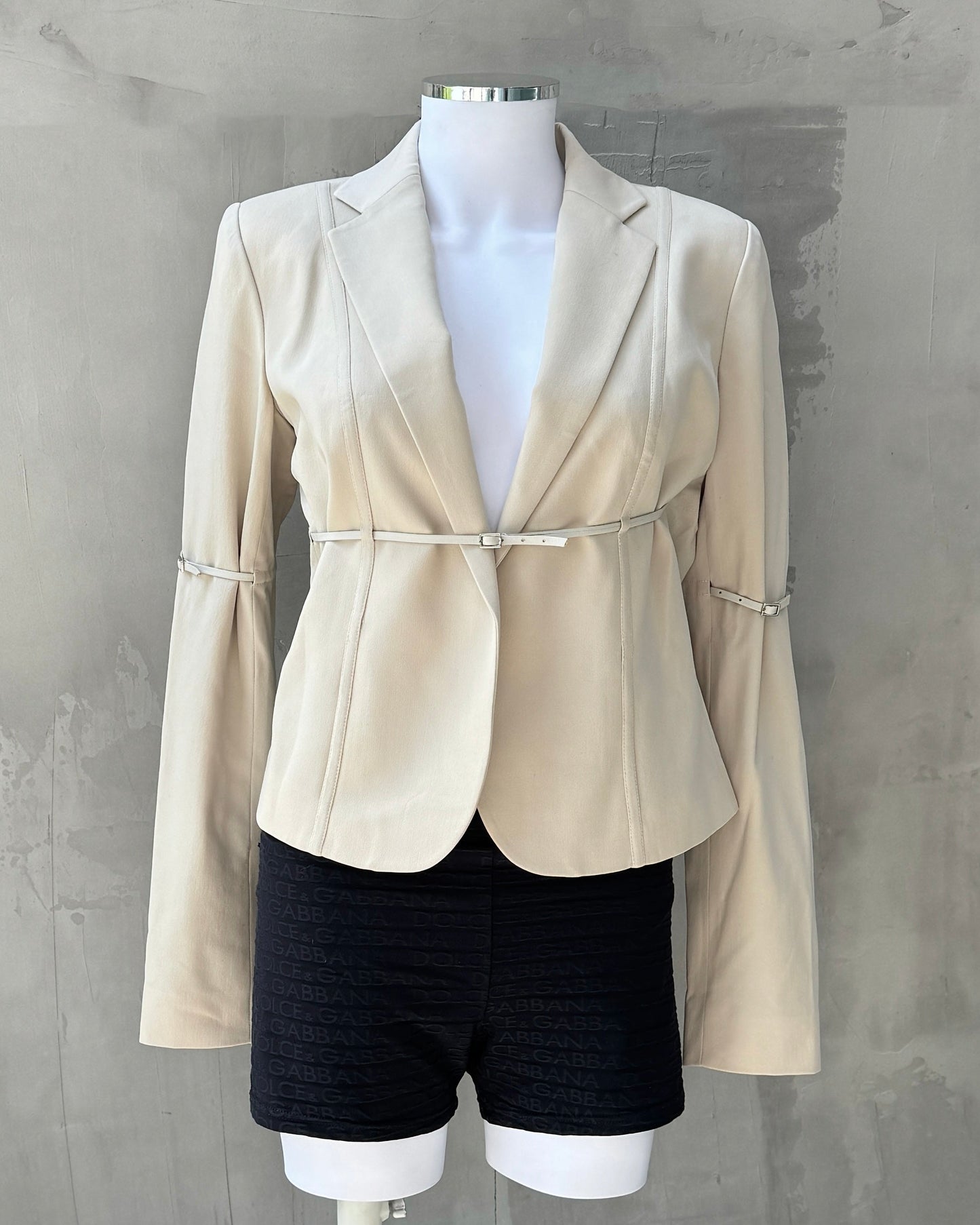 PLEIN SUD FAYCAL AMOR LEATHER BELTED BLAZER - S