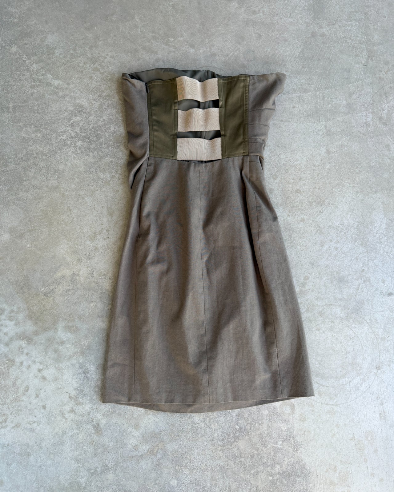 Gucci SS2010 Strapless Bandeau Dress-on a concrete background