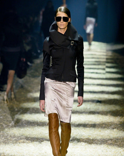 GUCCI BY TOM FORD FW2003 ASYMMETRIC HIGH COLLAR JACKET | S/M, Brown