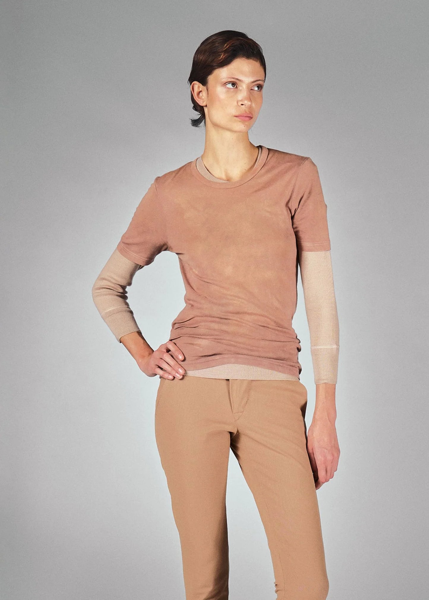 Helmut Lang Mottled dusty Beige T-shirt