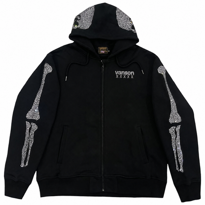 Vanson Leathers 50th Anniversary Rhinestone Skeleton Hoodie - XL | XL, Black