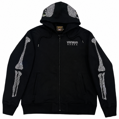 Vanson Leathers 50th Anniversary Rhinestone Skeleton Hoodie - L | Large, Black