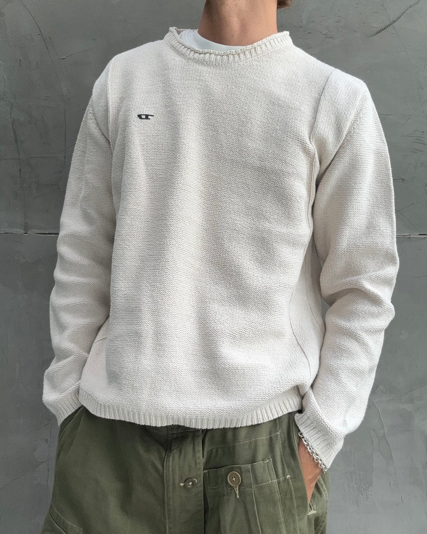 DIESEL CREAM KNIT SWEATER - M | Medium, Cream