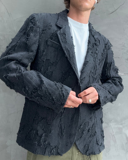 COSTUME NATIONAL LUXE DISTRESSED BLACK BLAZER - L