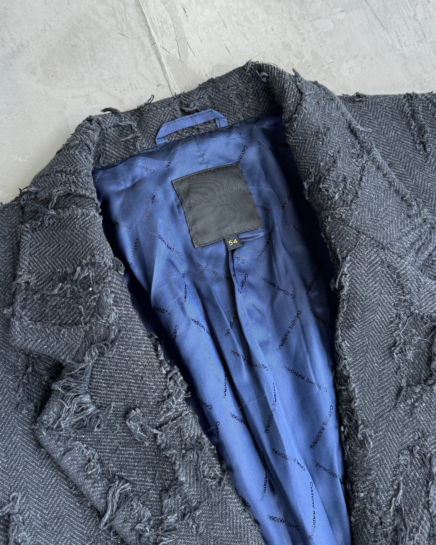 COSTUME NATIONAL LUXE DISTRESSED BLACK BLAZER - L