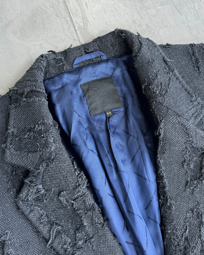 COSTUME NATIONAL LUXE DISTRESSED BLACK BLAZER - L