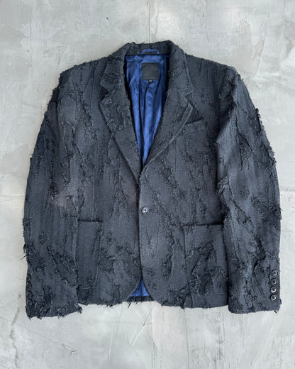 COSTUME NATIONAL LUXE DISTRESSED BLACK BLAZER - L