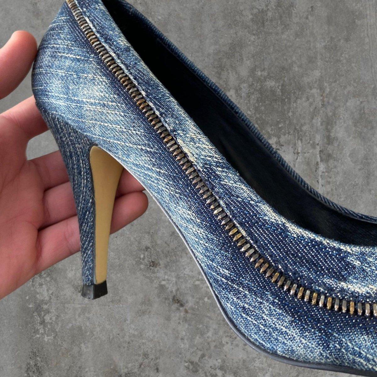 00'S DIESEL DENIM ZIPPER HEELS - UK 6 - Known Source