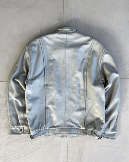 00'S GREY LEATHER JACKET - L - Known Source