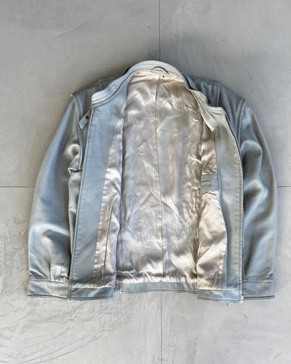 00'S GREY LEATHER JACKET - L - Known Source