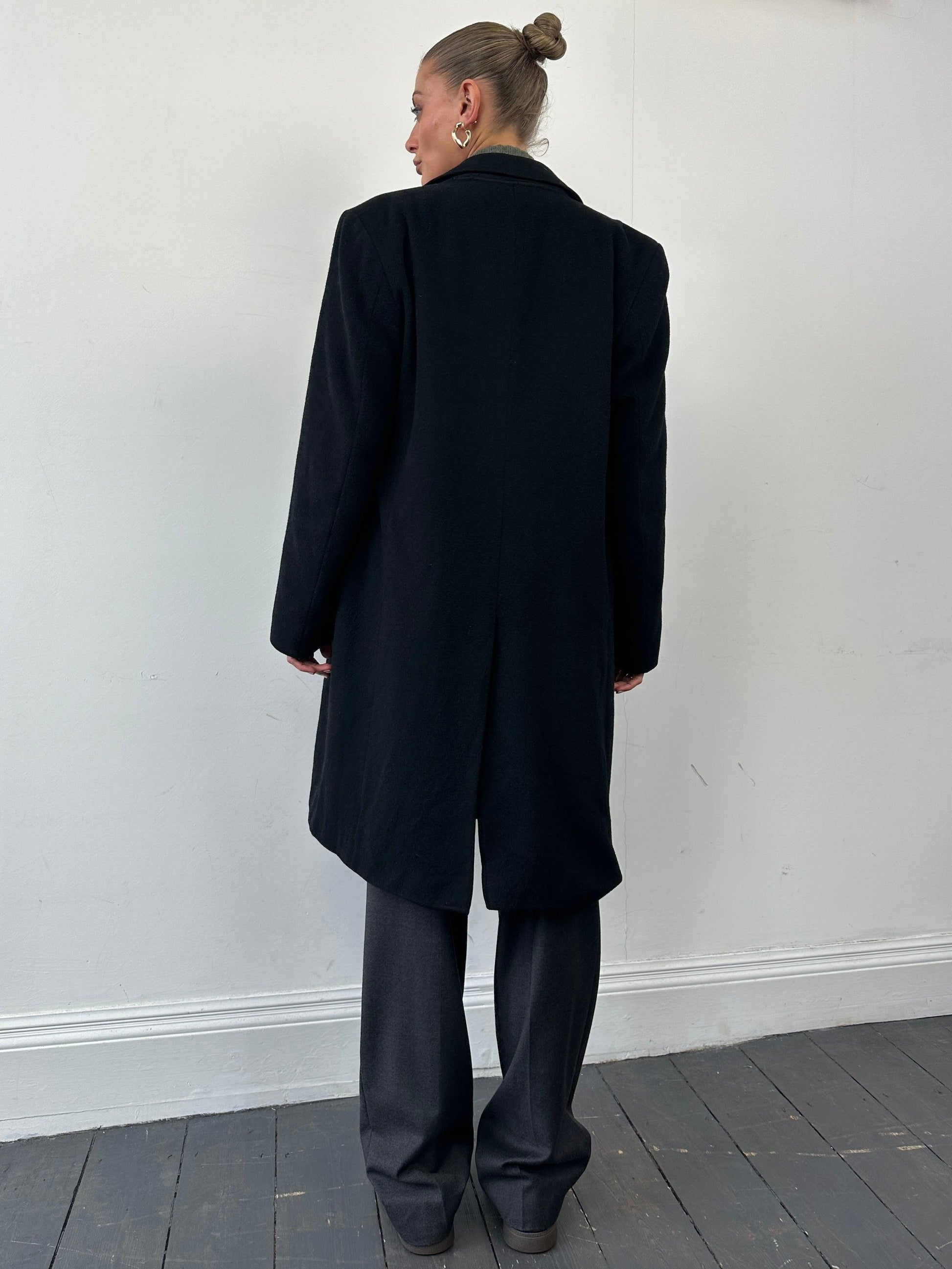 Vintage Pure Cashmere Concealed Placket Single Breasted Coat - L - Known Source